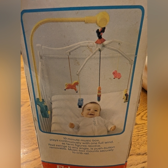 Fisher Price Vintage 1973 Crib & Playpen Music Box Mobile in box - Picture 10 of 12